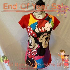 EUC-Disney red Minnie and Mickey short-sleeve tee